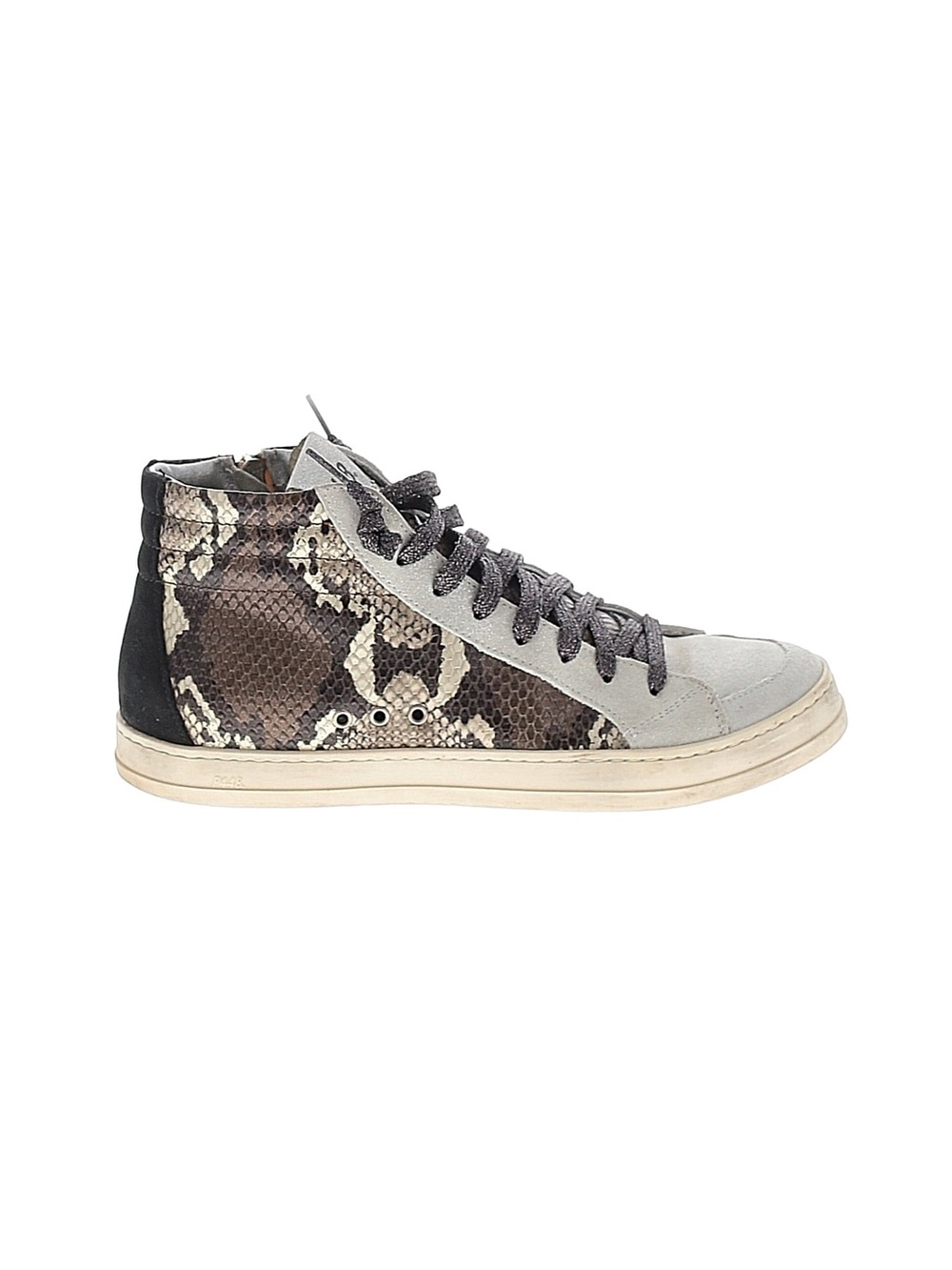 P448 Women's High-Top Sneakers in Gray, Black, Brown Snake Print